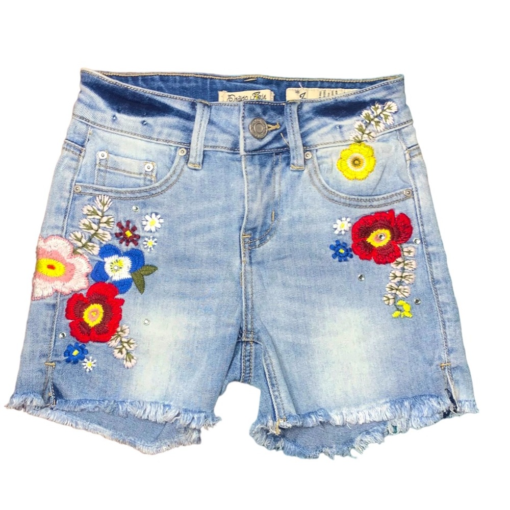 Vintage, Indigo Rein,  Jean Shorts , Size 3, Floral Embellishments/ Rhin…